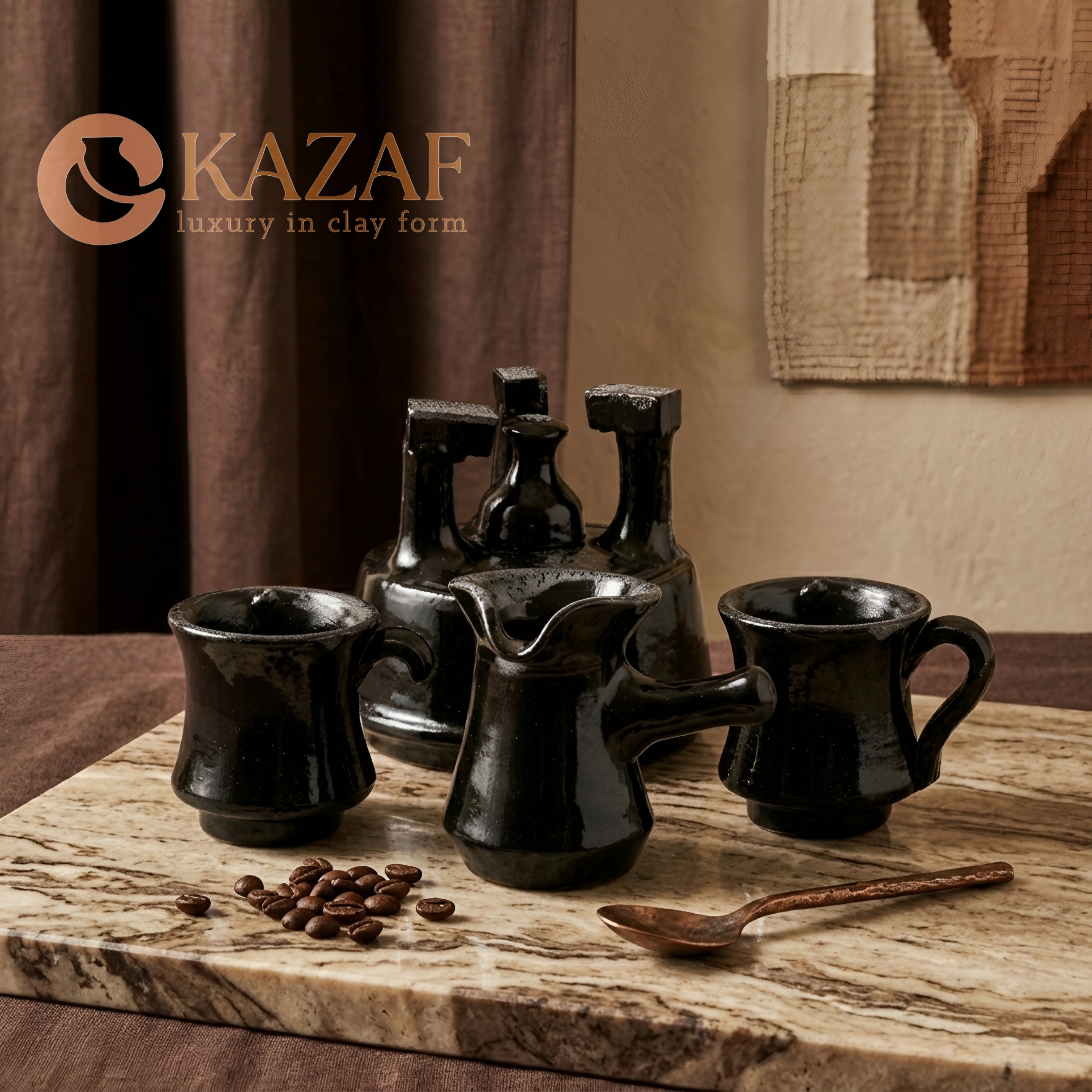 طقم القهوة الفخار